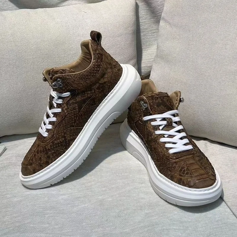 2025 new arrival Fashion snake Skin causal shoes men,male Genuine leather shoes pdd369