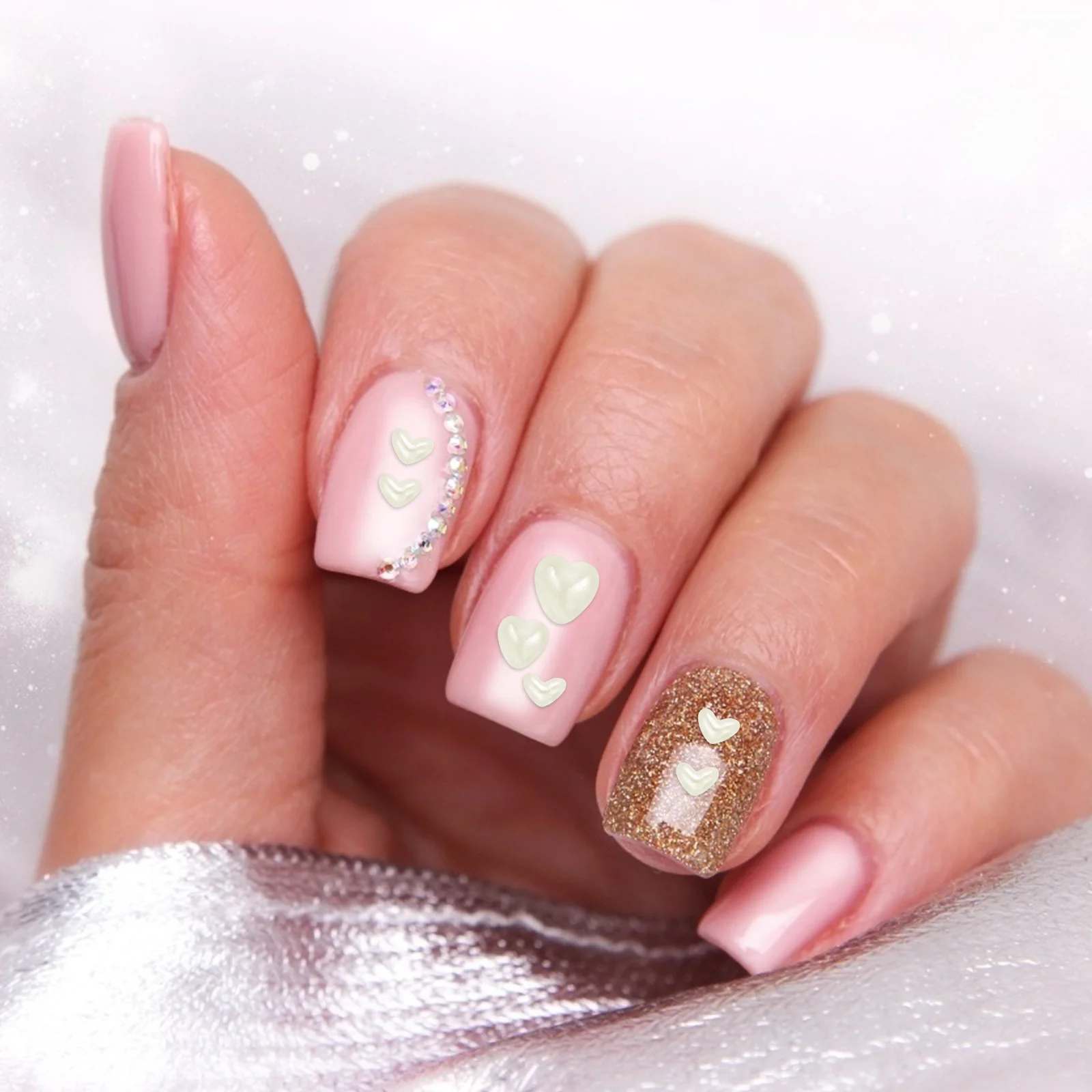 

Peach Heart Nail Art Decor Studs Manicures Accessories Assorted ABS DIY Charms for Christmas Wedding Party Prom Nail Salon