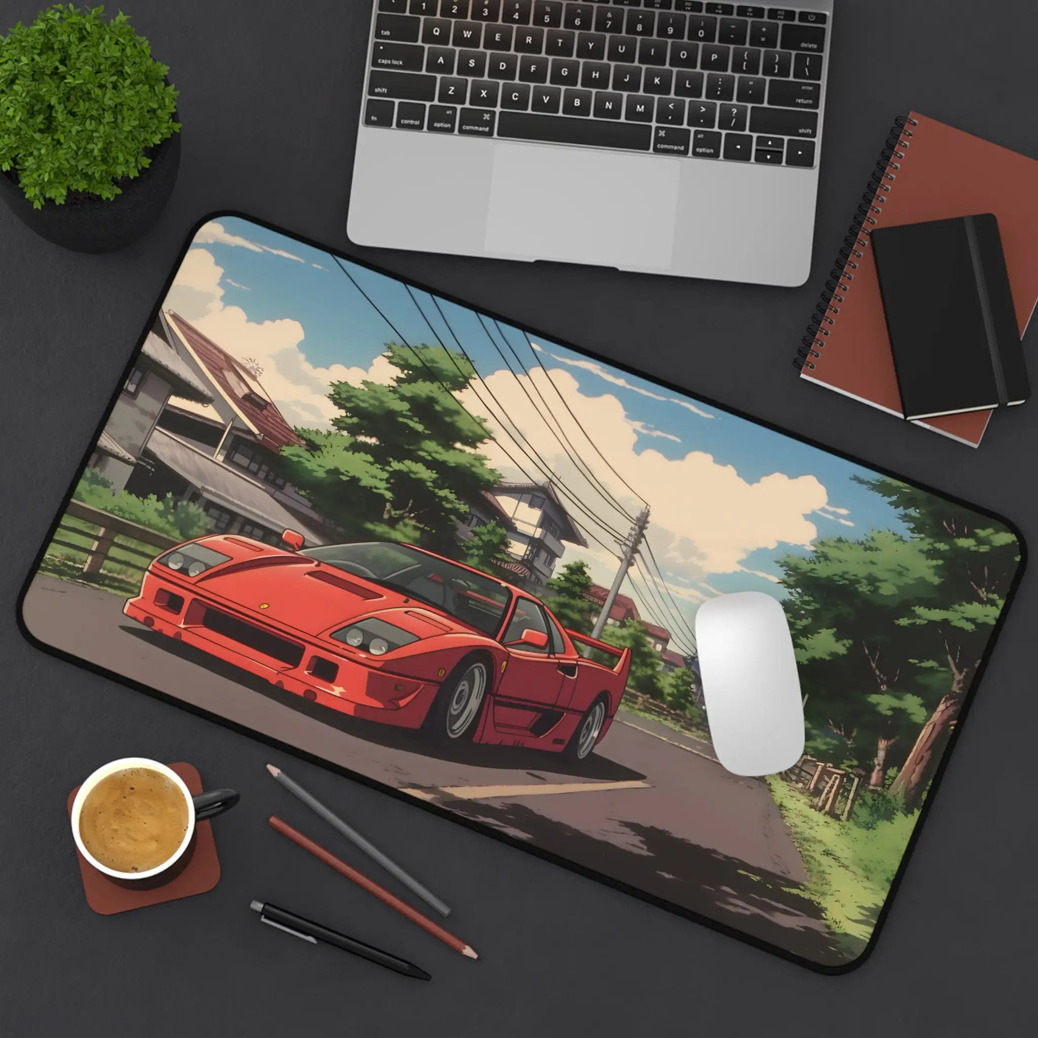 Retro Car Desk Mat, Cute Girly Style Mouse Pad, Attractive Computer Desk Mat, Non-slip, Waterproof, Durable Gaming Desk Mat