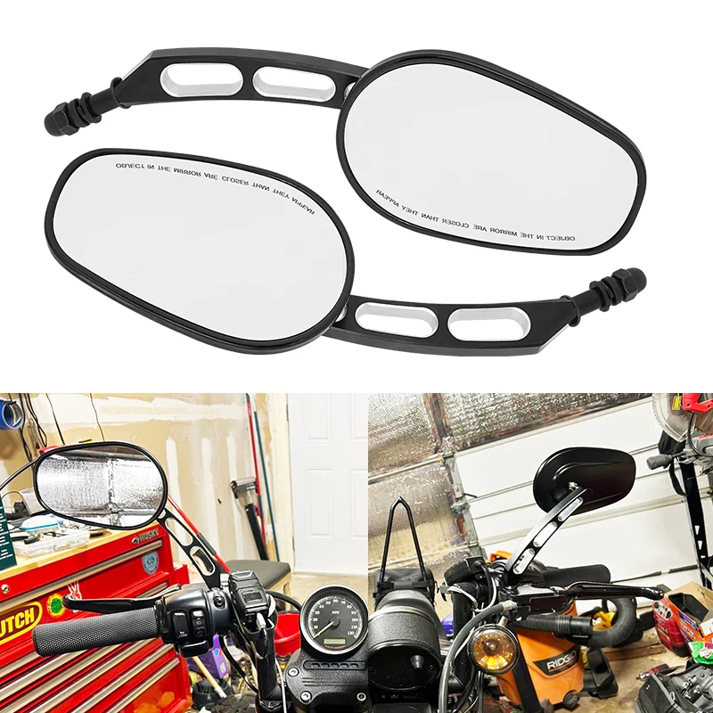 Black 8mm Rear View Side Mirror For Harley Road King Electra Glide Softail Sportster XL883 1200 Dyna V-ROD Touring