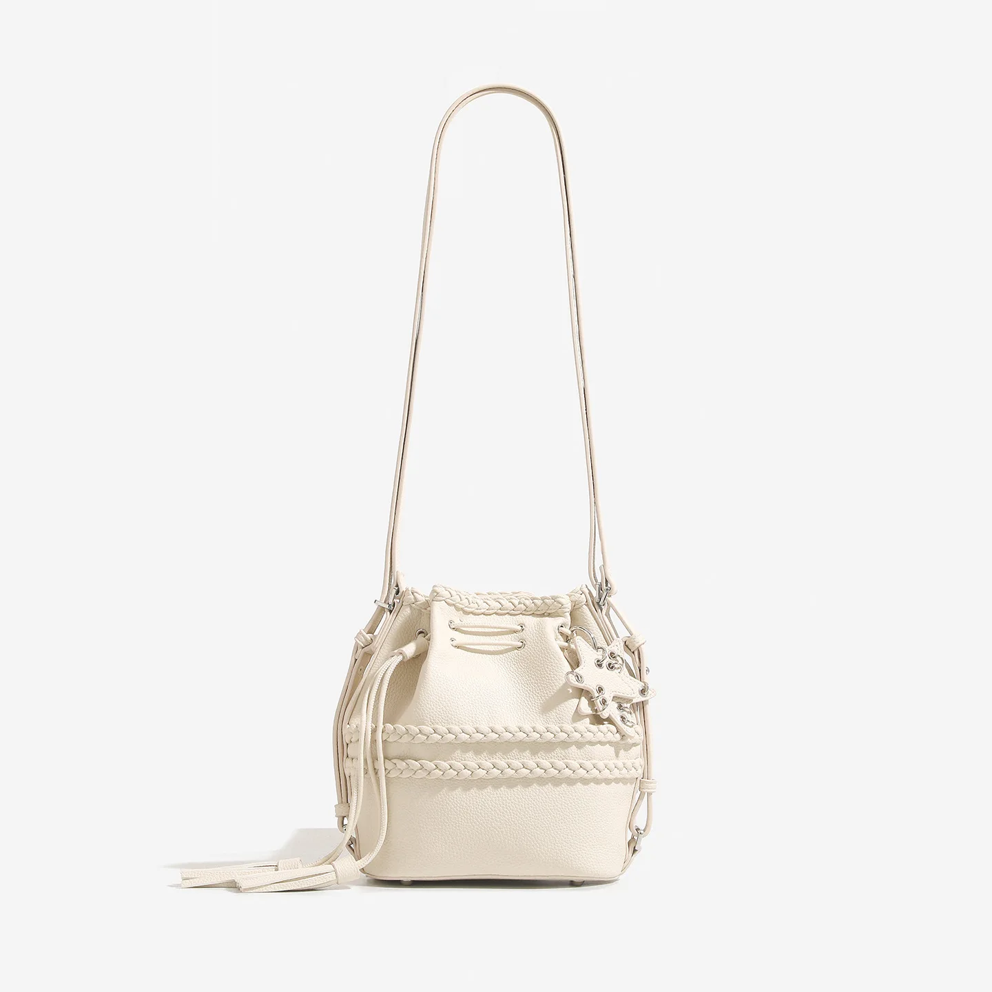 2025 New Fashion Handbag Niche Tassel Drawstring Shoulder Bag Premium Messenger Bucket Bag Commuter Backpack