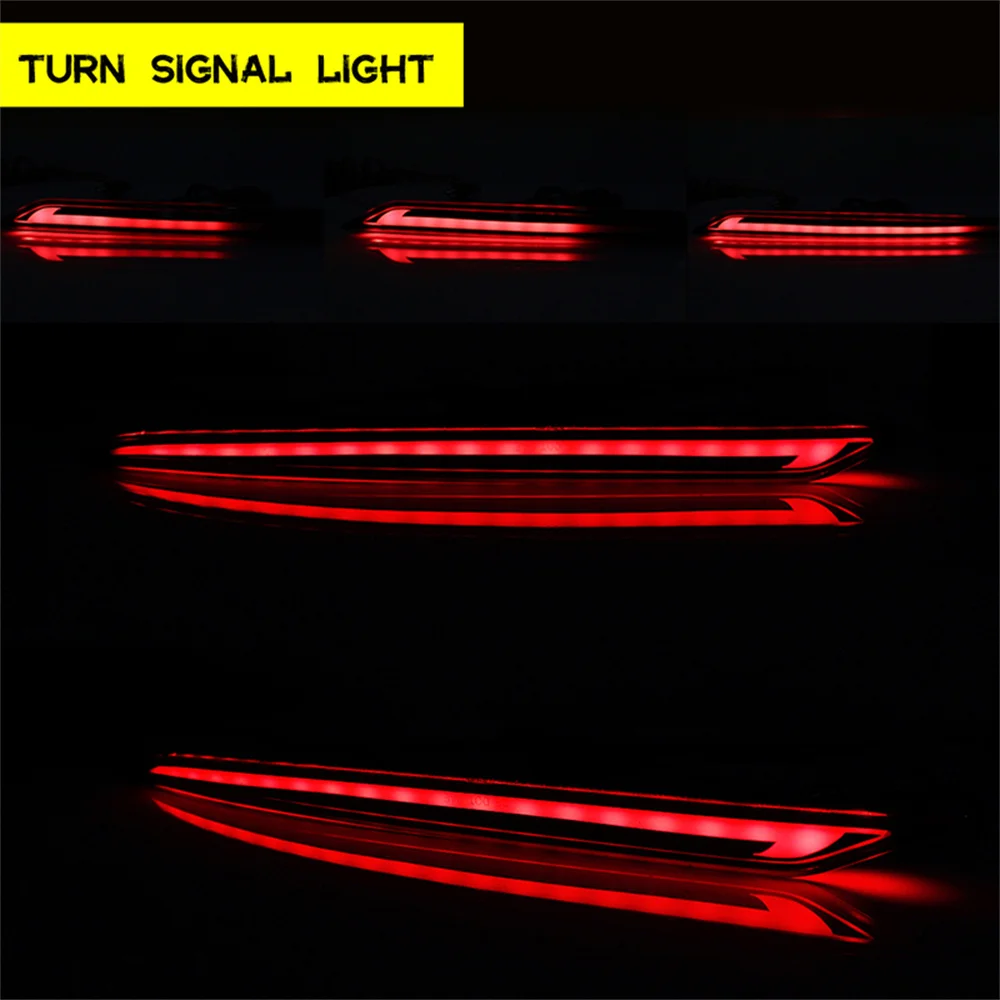Red LED Rear Bumper Reflector Tail/Brake Lights Rear Fog Lights w/ Sequential Turn Signal For Ford Fusion 2019 2020 2021 2022