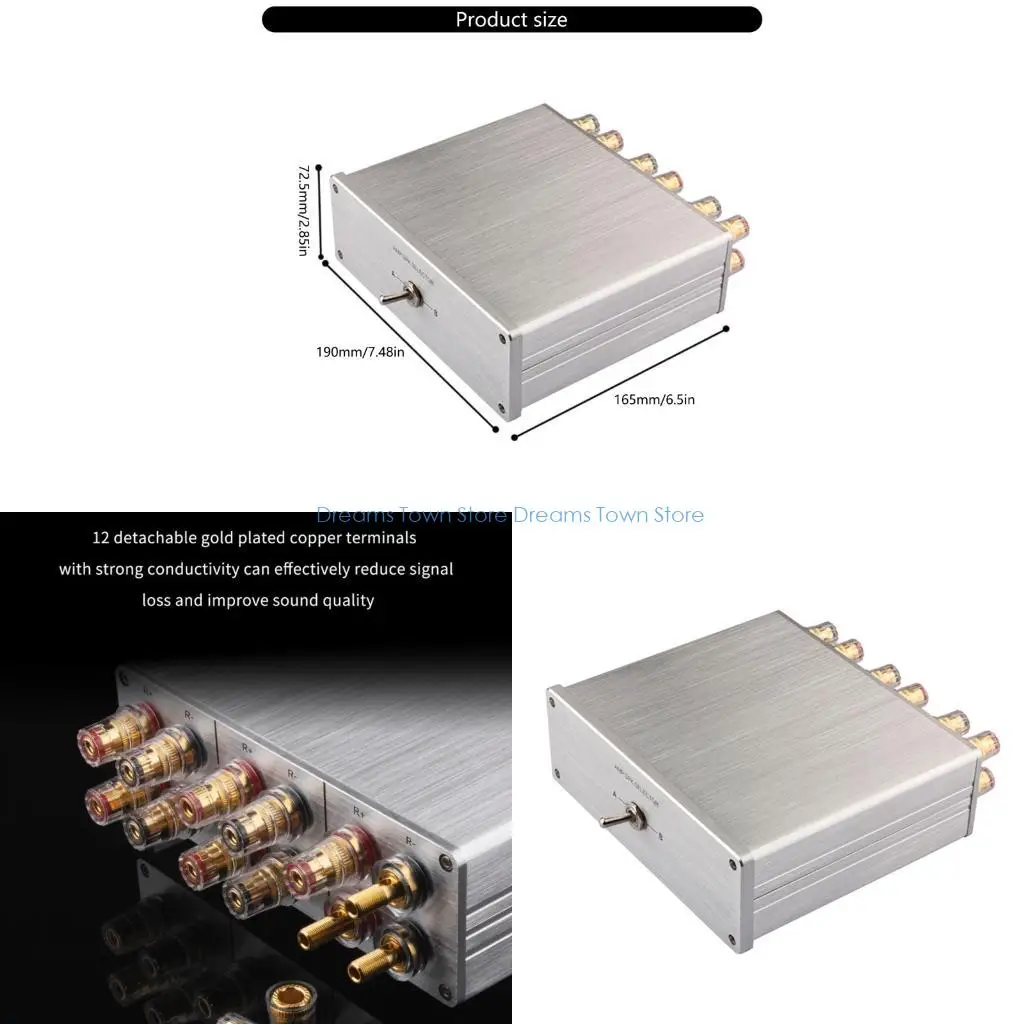 

HX6A 2 In 1 Sound Splitter Selectors Box With Gold Plateds Terminals And Metal Construction For Sound Sources Selection