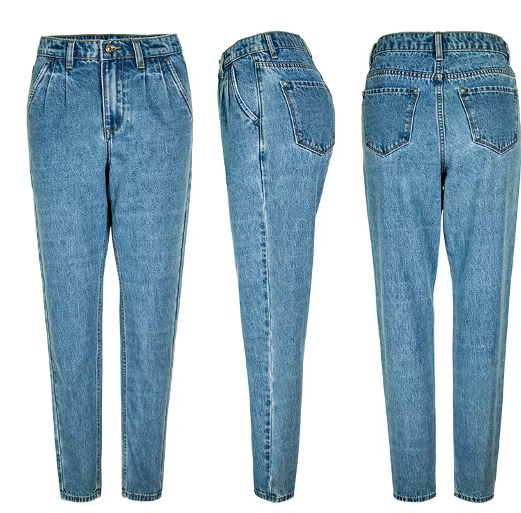 Sneeuwvlokjeans voor dames, hoge taille, slim fit, potloodbroek met rechte pijpen, gewassen denimbroek