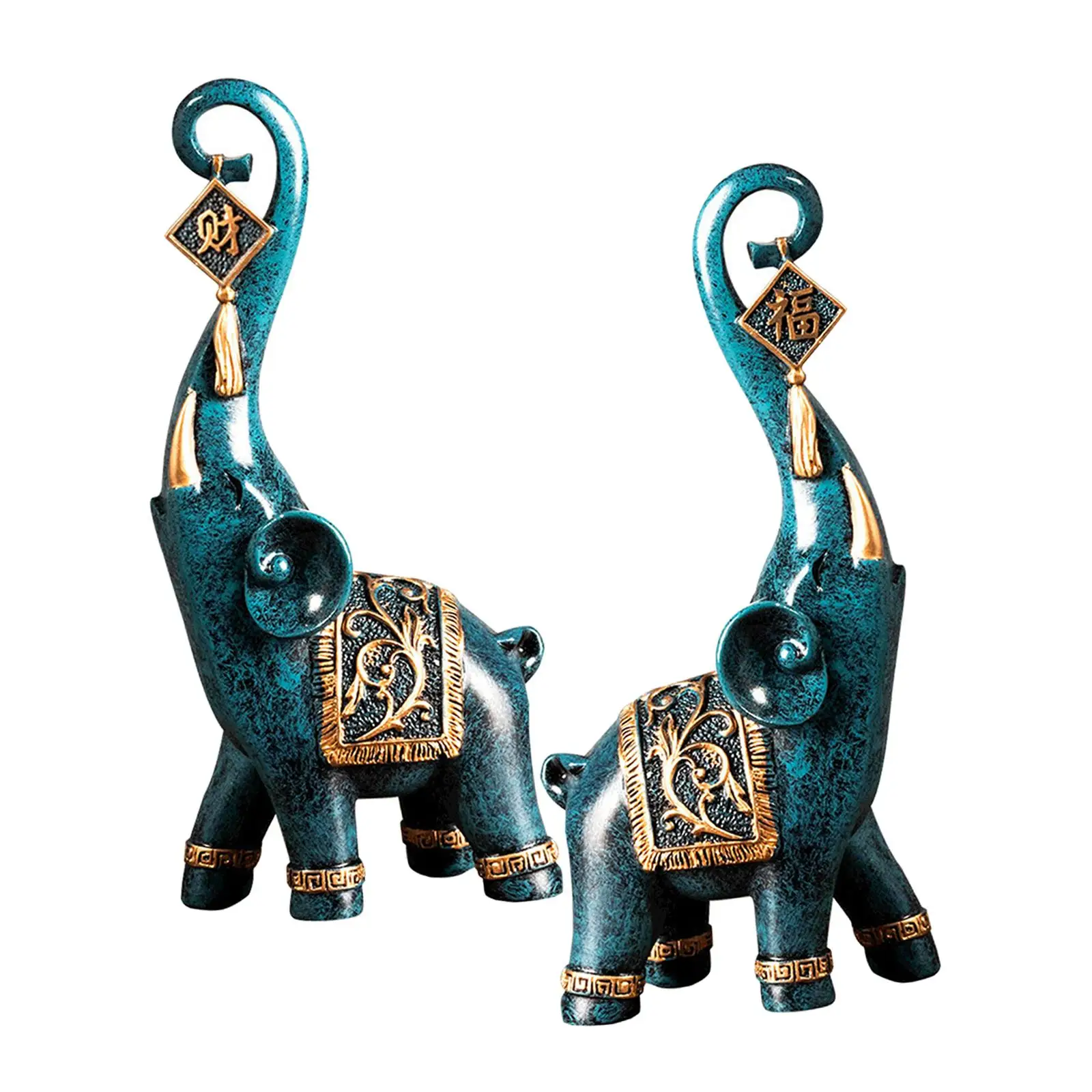 

2Pcs Elephant Statues animal Figurine for Bedroom Home Decoration Cabinet