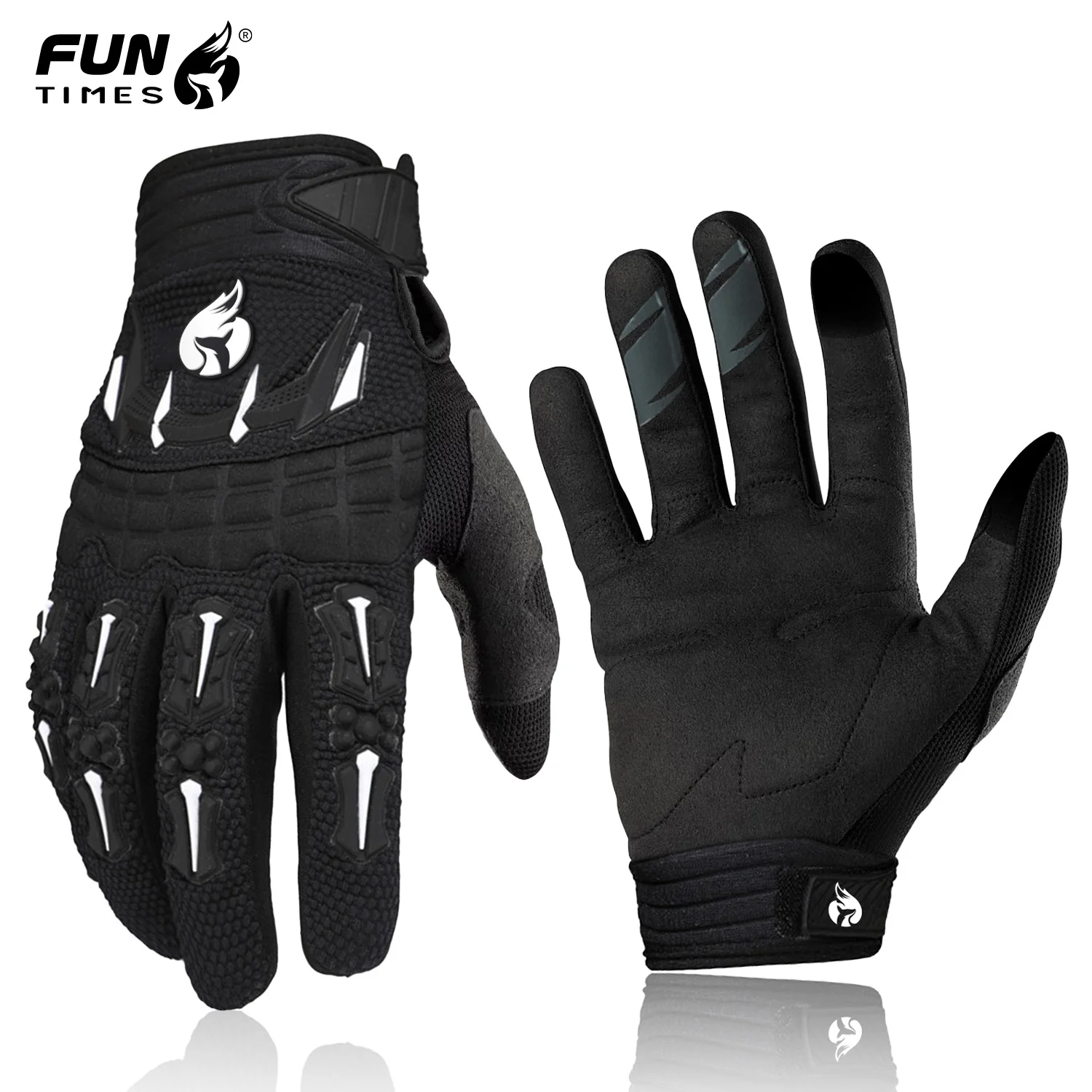 New black motorcycle and bicycle riding full finger gloves