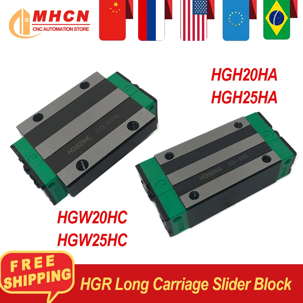 MHCN 1PC HGH20HA HGW20HC HGH25HA HGW25HC lengthen Block Precision square rail slider Carriages for CNC Part