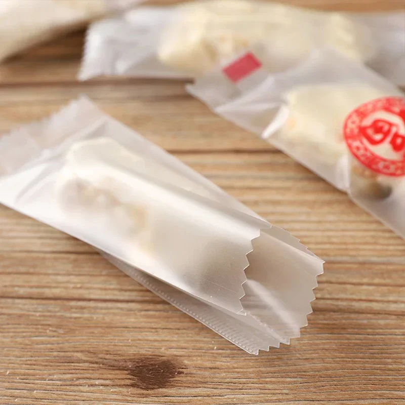 1000Pcs/Lot Nougat Sugar Plastic Bag 4x9.5cm Hot Seal Bags Peanut Candy Wrapping Pounches Handmade Bakery Decoration Packaging