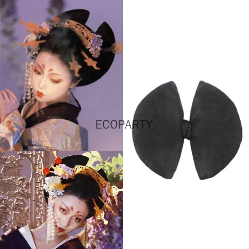 Japanischen Oiran Cosplay Haar Accssories Schwarz Schmetterling Knoten Stil Kopfschmuck Perücke Tasche Fotografie Künstlerische Fotos Zubehör Requisiten