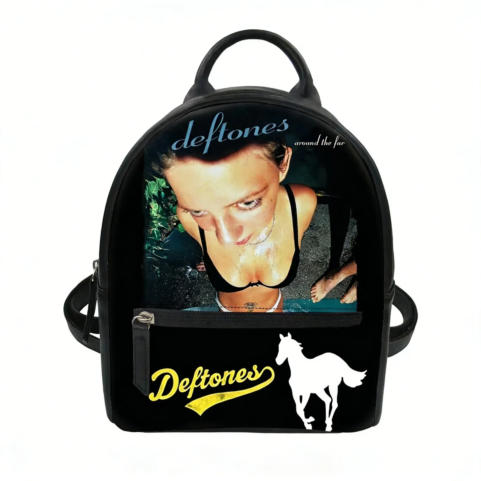 

Deftones Metal Rock Band Custom Backpack Purse Carter Schoolbags Double Shoulder Bag Mini Daypack Leather Leisure Travel Bag