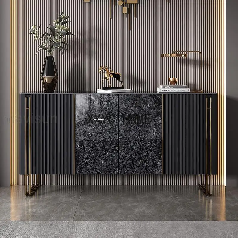 

Italian Black Marble Sideboard For Decoration Kitchen Buffet Multi-drawers Furniture Narrow Entrance Cabinet In The Living Room