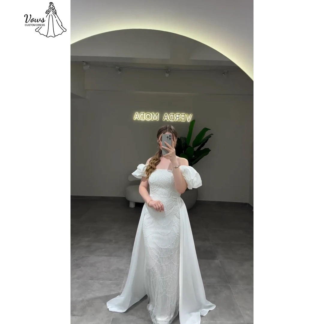 화이트 이브닝 드레스 여성 우아한 웨딩 파티 드레스 맞춤 제작 라인 A 럭셔리 프롬 드레스 2025 갈라