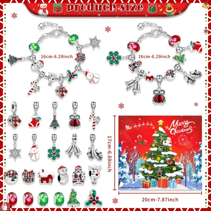 

Disney Cartoon Christmas Countdown 24 Days Calendar Advent Bracelet Bead Set Girls Christmas DIY Christmas Tree Santa Bracelet