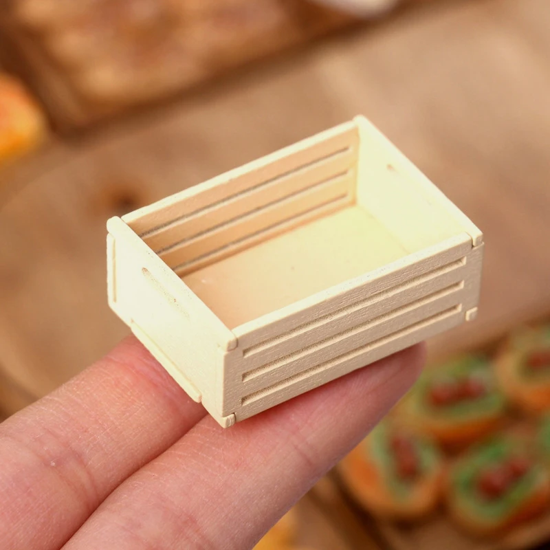 1:12 Dollhouse Mini Fruit Basket Fruit Wooden Frame Storage Box Storage Frame Basket Toy Accessories Model Miniature Scene Decor