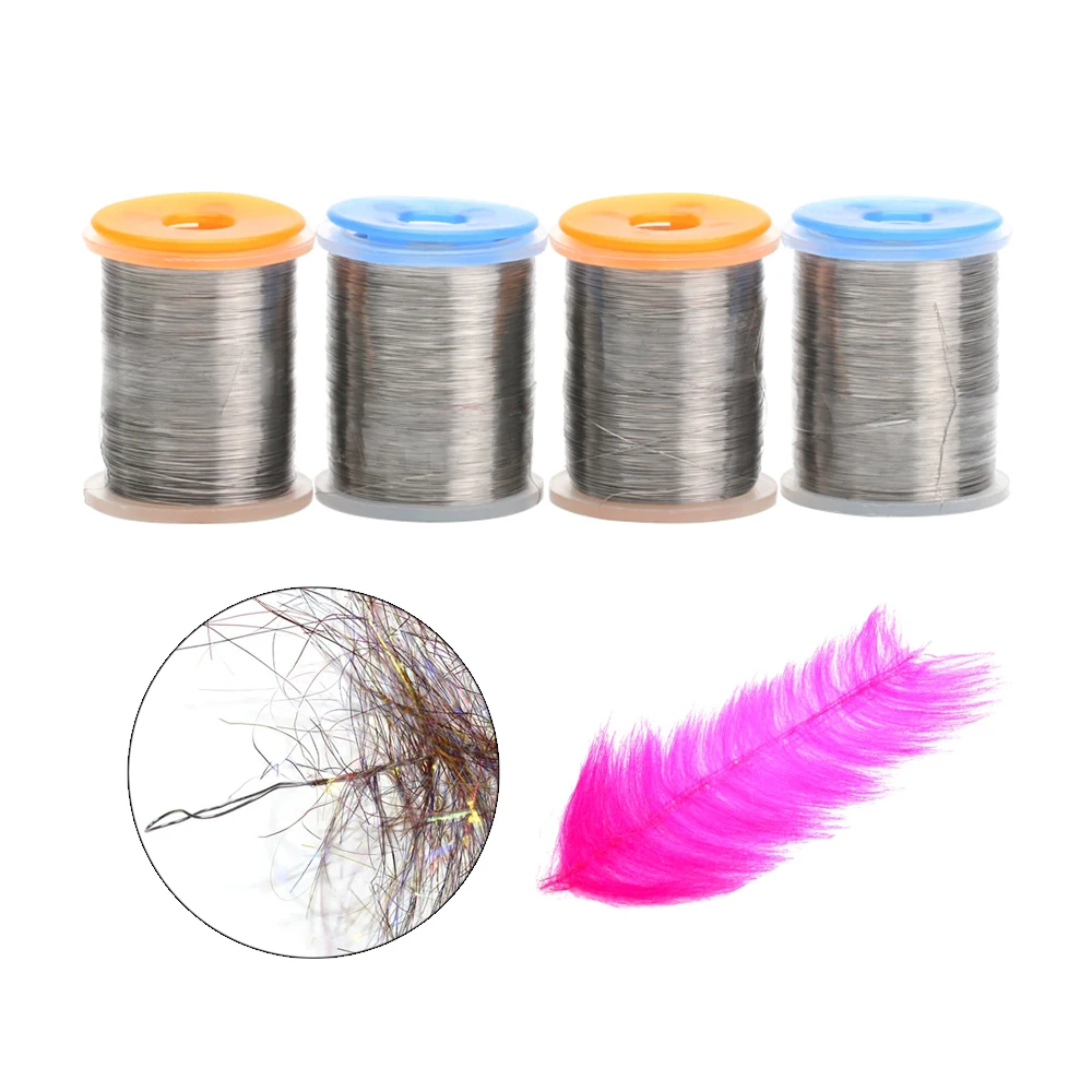 0.1mm 100m & 200m Fly Fishing Tying Weighted Body Wire Stainless Steel Dubbing Brush Wire for Bass Pike Flies Streamers Lure