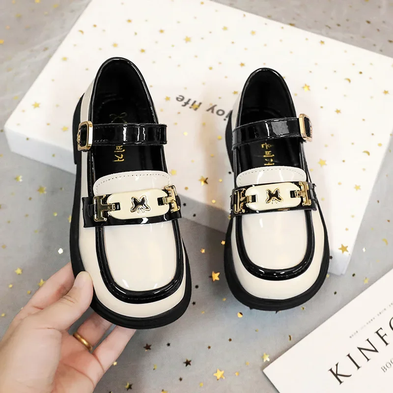 

Leather Shoes for Little Girls, Black Performance Shoes, Stylish Soft-soled Single , Medium and Large Children's Shallow-mouthed