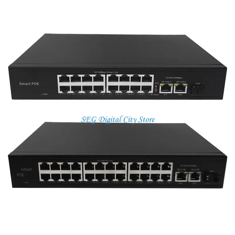 

U75B 16+2/24+2 Port Gigabit POE Switcher 250W 48V Powerful Output for Multi Device Connection