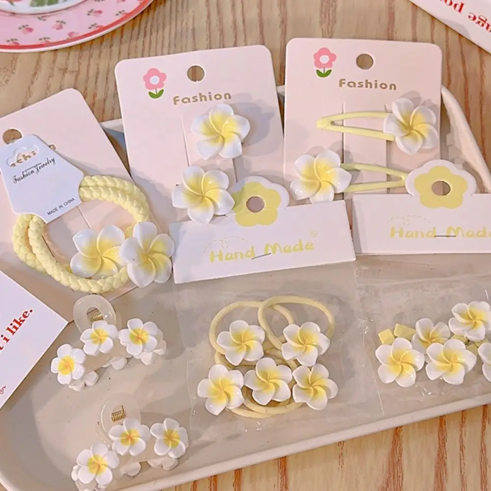 Hair Rope Plumeria Flower Hair Clip Hair Accessories Traditional Egg Flower BB Clip Hair Clip Yellow Flower Barrette Wedding