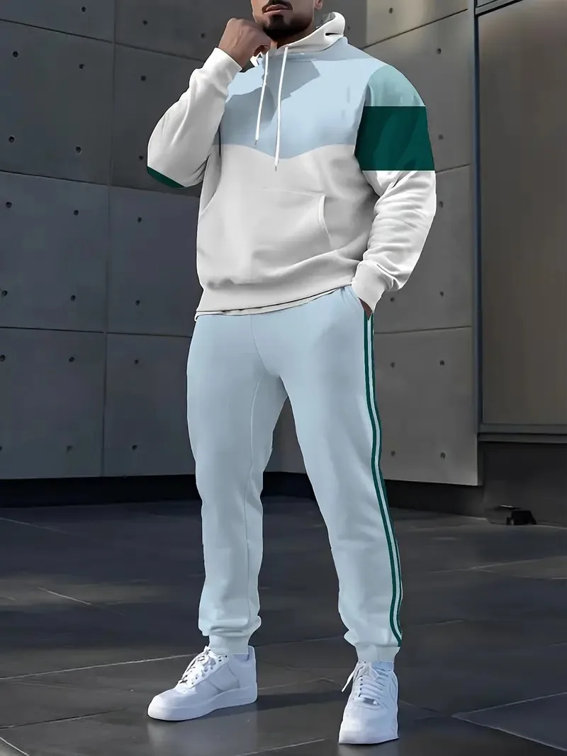The new men's set for Spring and Autumn 2025 features a casual fashionable soft and comfortable 3D pattern print
