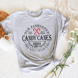 Aesthetic Candy Cane T-shirt North Pole Shirt Christmas Shirt Christmas Candy Tee Unisex Short Sleeves Tops Y2k Clothes