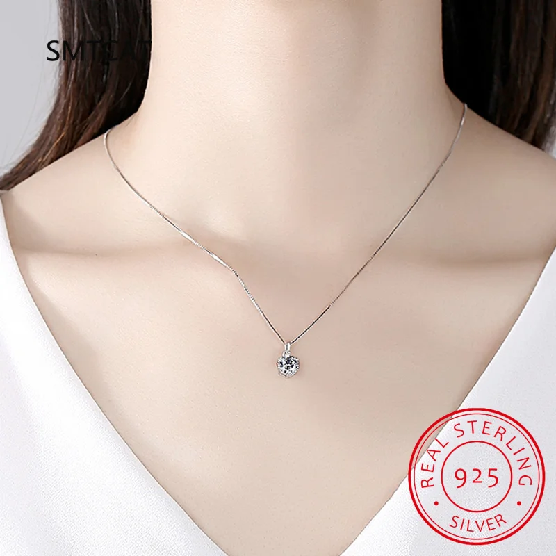 Real 1 Carat D Color Moissanite Bridal Pendant Necklace 100% 925 Sterling Silver Wedding Party Fine Jewelry Gift Wholesale