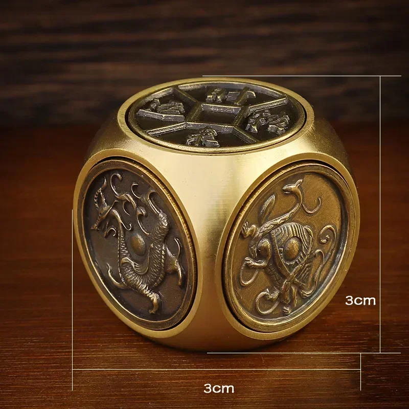 Copper Stress Relief Cube Six-faced Four Beasts Fidget Spinner EDC Decompression Cube Adults Antistress Fidget Toys for Gifts