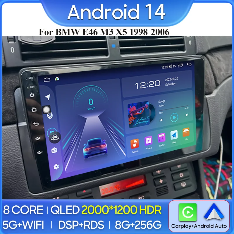 

Car Radio Android 14 For BMW E46 M3 X5 1998-2006 Navigation GPS Android Auto Stereo Multimedia Player Carplay WiFi Unit No 2din