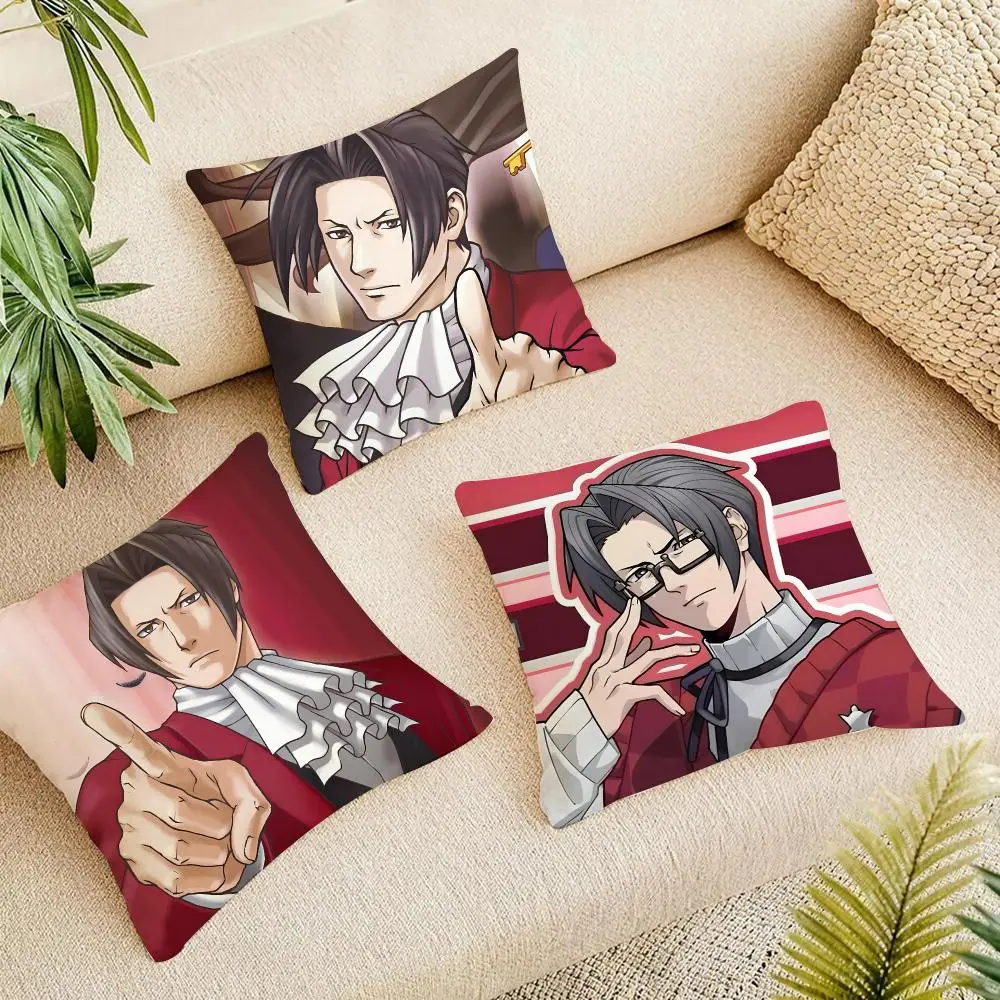 A-Ace Attorney Miles E-Edgeworth Cushion Cover Linen Square Pillow Case Naturally Durable Gentle On Sensitive Skin