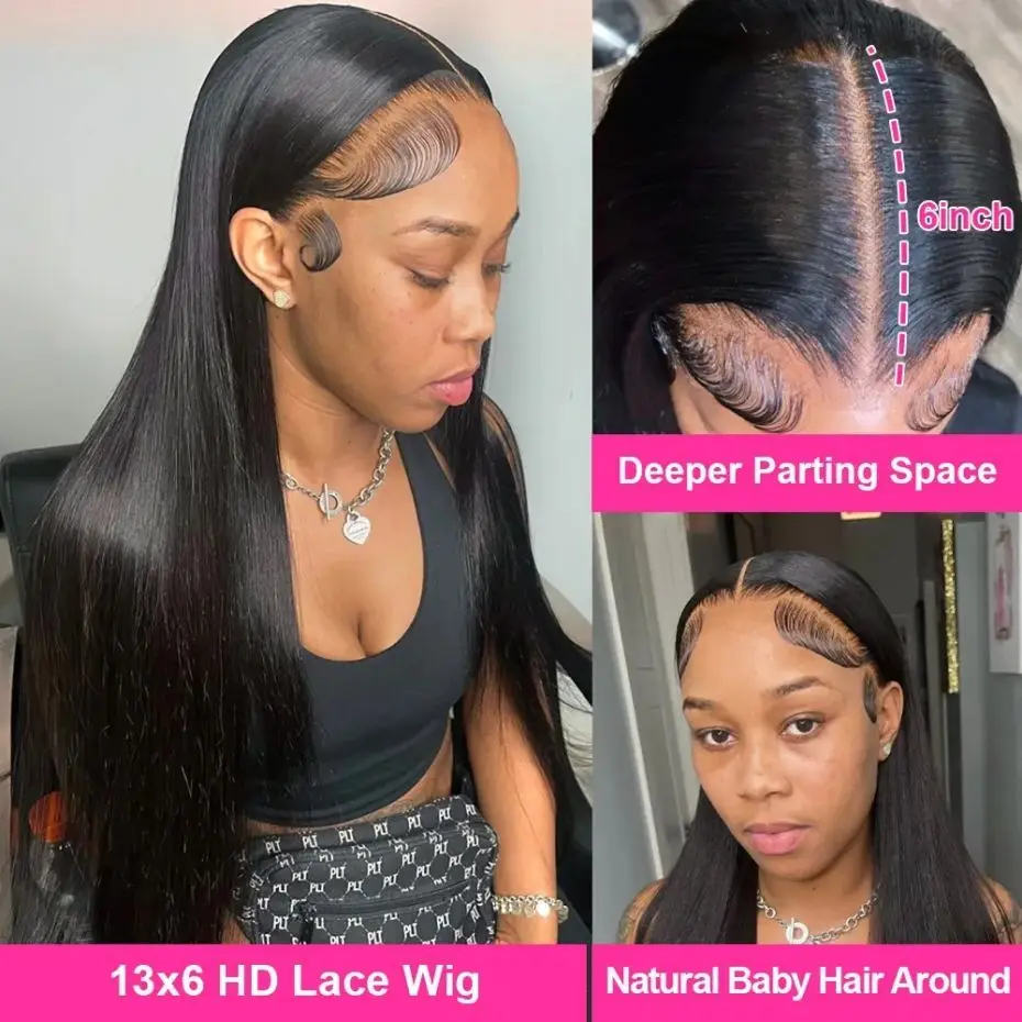 Human Hair Lace Wigs Straight 13x4 13x6 HD Lace Front Human Hair Wigs Pre Plucked For Women 4x4 Transparent Lace Closure WIg