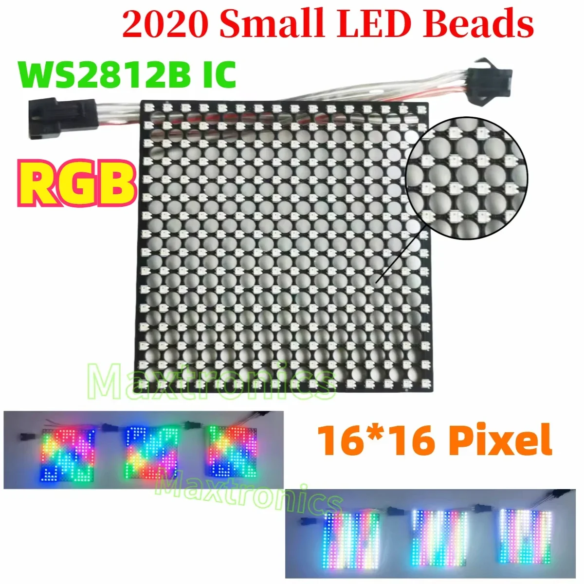 80*80mm DC5V WS2812 LED Square Transparent Screen Full Color Programmable Dot Matrix 16*16 SPI Protocol 2020 Beads For LED Sign