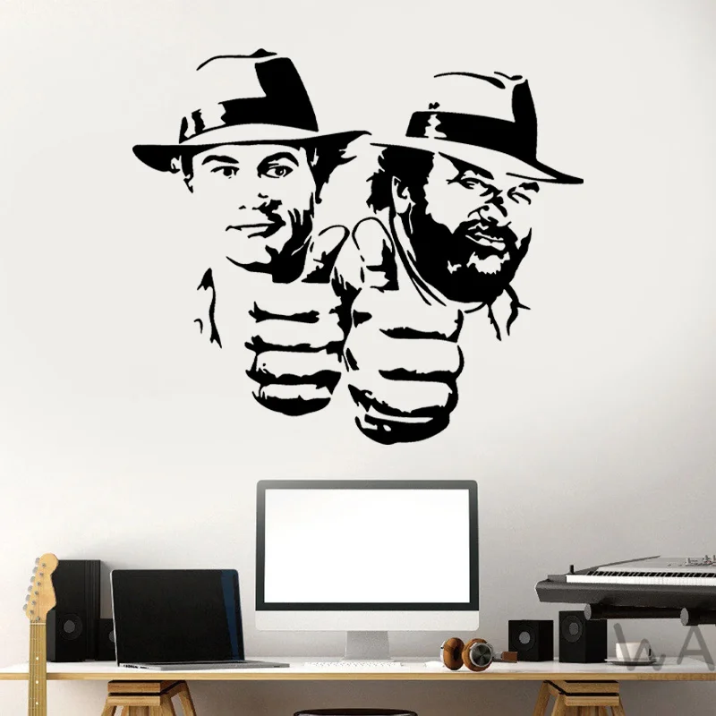 Bud Spencer And Terence Hill Wall Stickers Ridiculously Funny Character Portrait Vinyl Decal Classical Movie Figure Murals A426