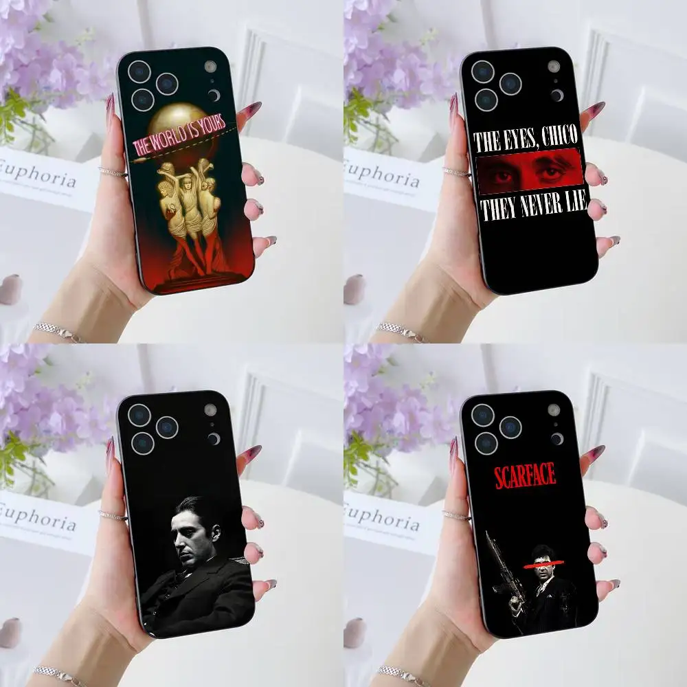 S-Scarface 1983 Film Handyhülle für IPhone 17 16 15 14 13 12 11 Pro Max Plus Air Mini Schwarz Silikon Weich