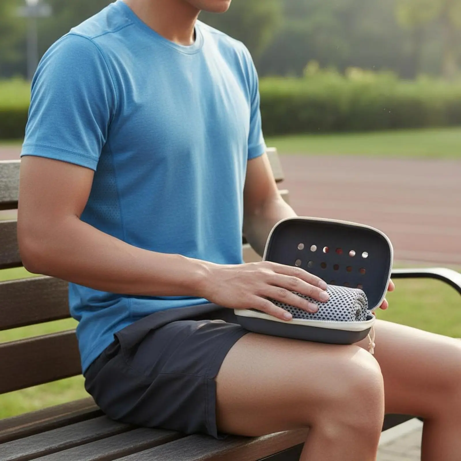 

Ice Cooling Towel Breathable Textile Gym Towel with Storage Box Lightweight Skingentle for Runners, Stretching