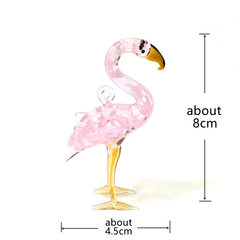 Handmade Pink Murano Glass Flamingo Charm Cute Creative Bird Animal Pendant Window Garden Holiday Party Hanging Decor Supplies