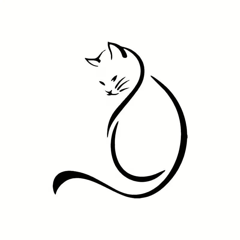 Line Car Stickers, Looking Back at Kittens, Cute Animal Decals, Door And Window Stickers, Also Suitable for Motorcycles And Lapt