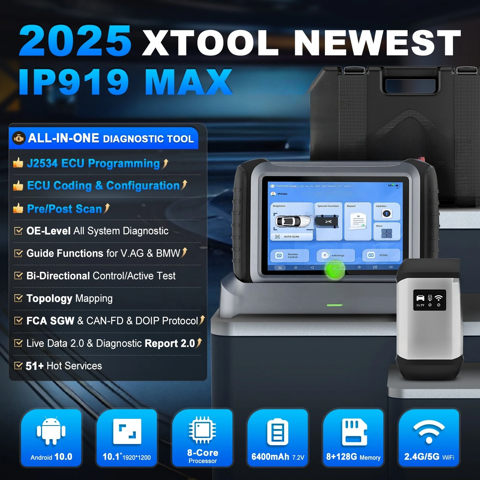 IP919 MAX Professionnel All Key Lost Car Key Programmer Bidirectional ECU Programming Diagnostics OBD2 Scanner with J2534