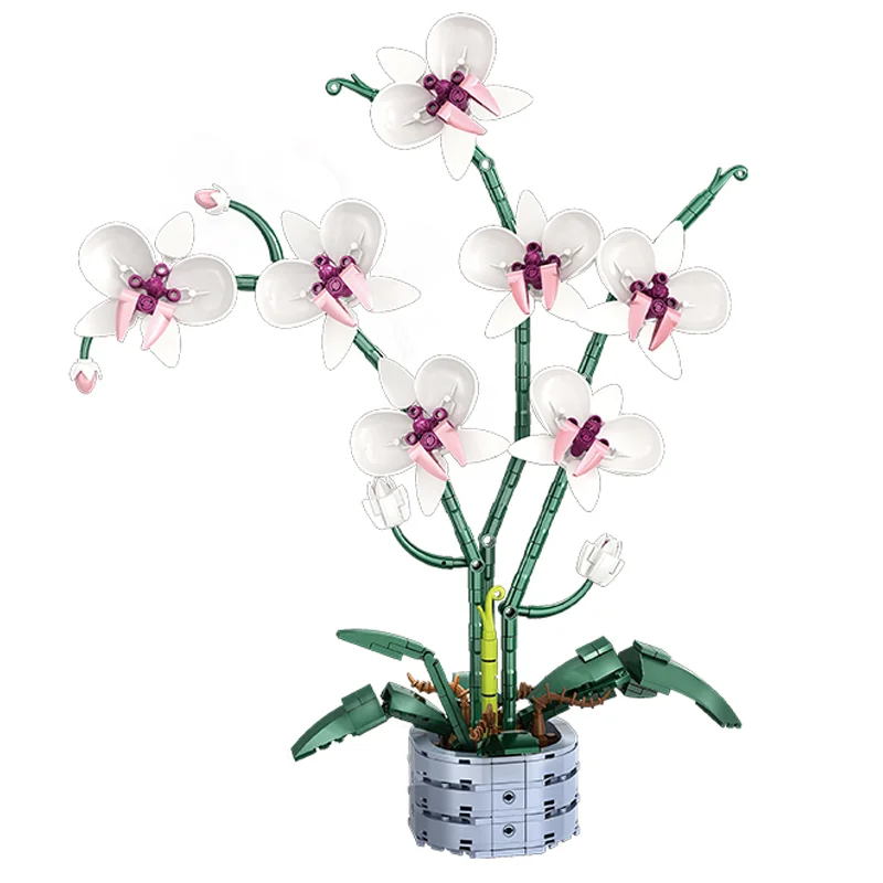 

536 шт., ботанические строительные блоки с орхидеей, набор цветов, набор искусственных кирпичей для украшения дома, детские игрушки, подарки для девочек