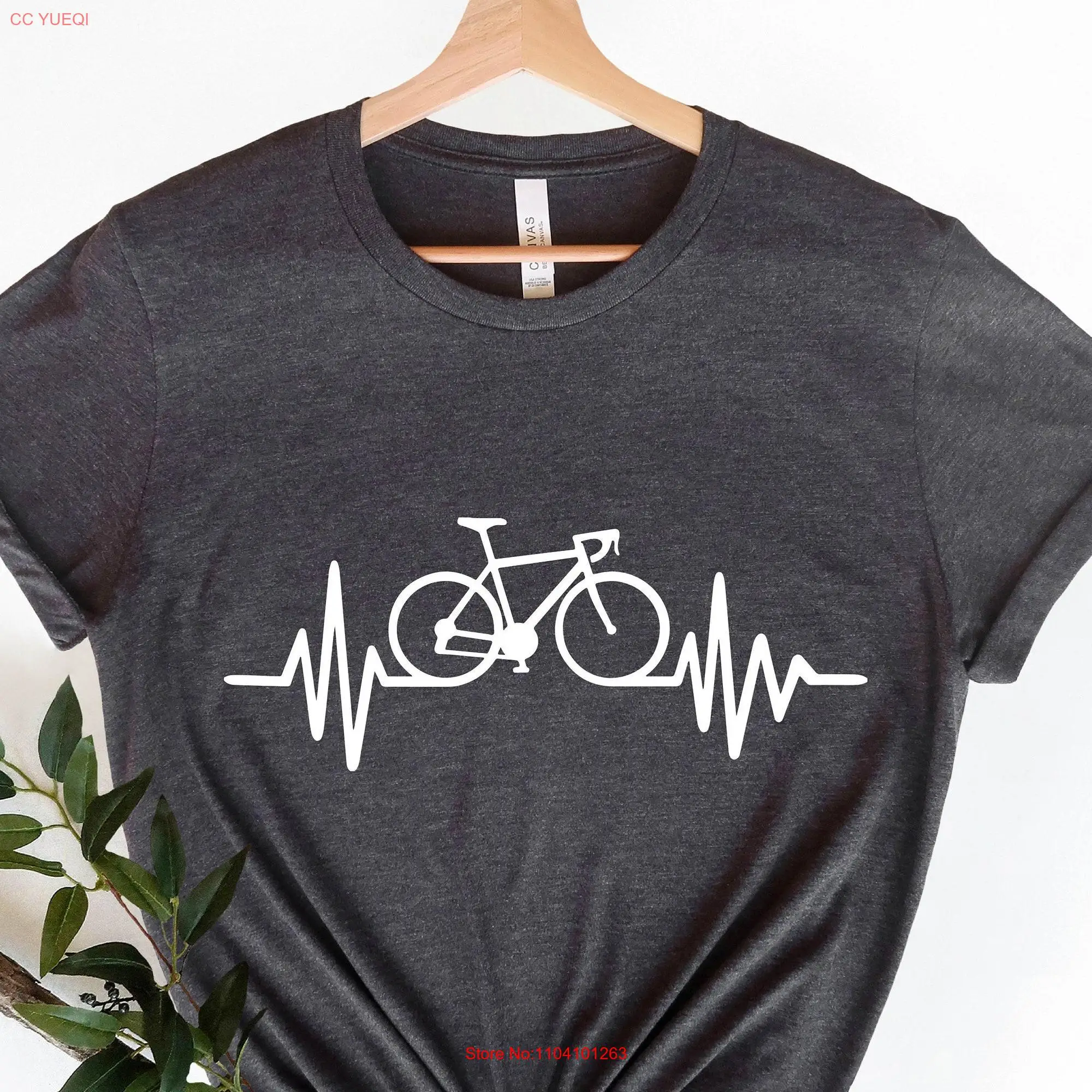 Bicycle HeartbeaT T Shirt Rider GifT CyclisT Birthday Cycling Lover for long or short sleeves