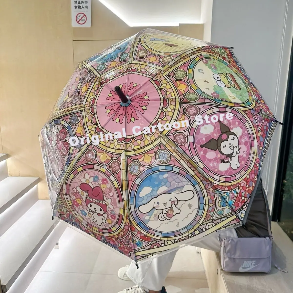 Transparent Hello Kitty Sanurgente Kuromi Stitch, possède un parapluie, dessin animé, entièrement automatique, épais, mignon, dessin animé, étudiant, enfant, cadeau