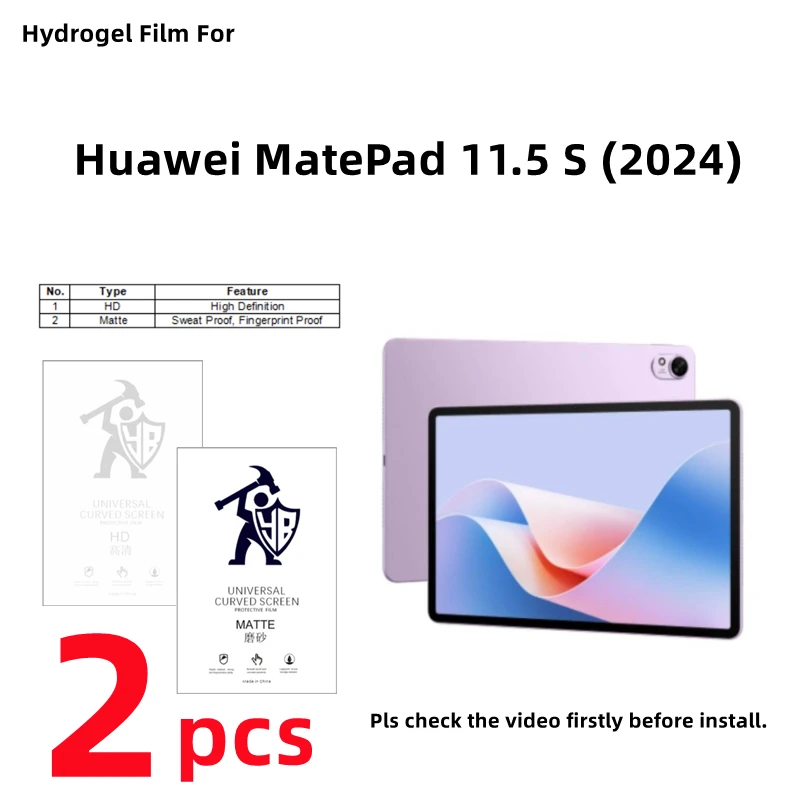 2pcs HD Hydrogel Film For Huawei MatePad 11.5 S(2024) Matte Screen Protector For MatePad 11.5 S(2024) Clear/Frosted Full Cover