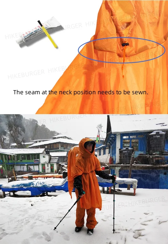 Knot Regenmantel Outdoor Ultraleichter Regenponcho Camping Tragbarer 20D Doppelsilikon Wasserdichter Poncho für Wandern, Rucksackreisen, Reisen – Detail 2