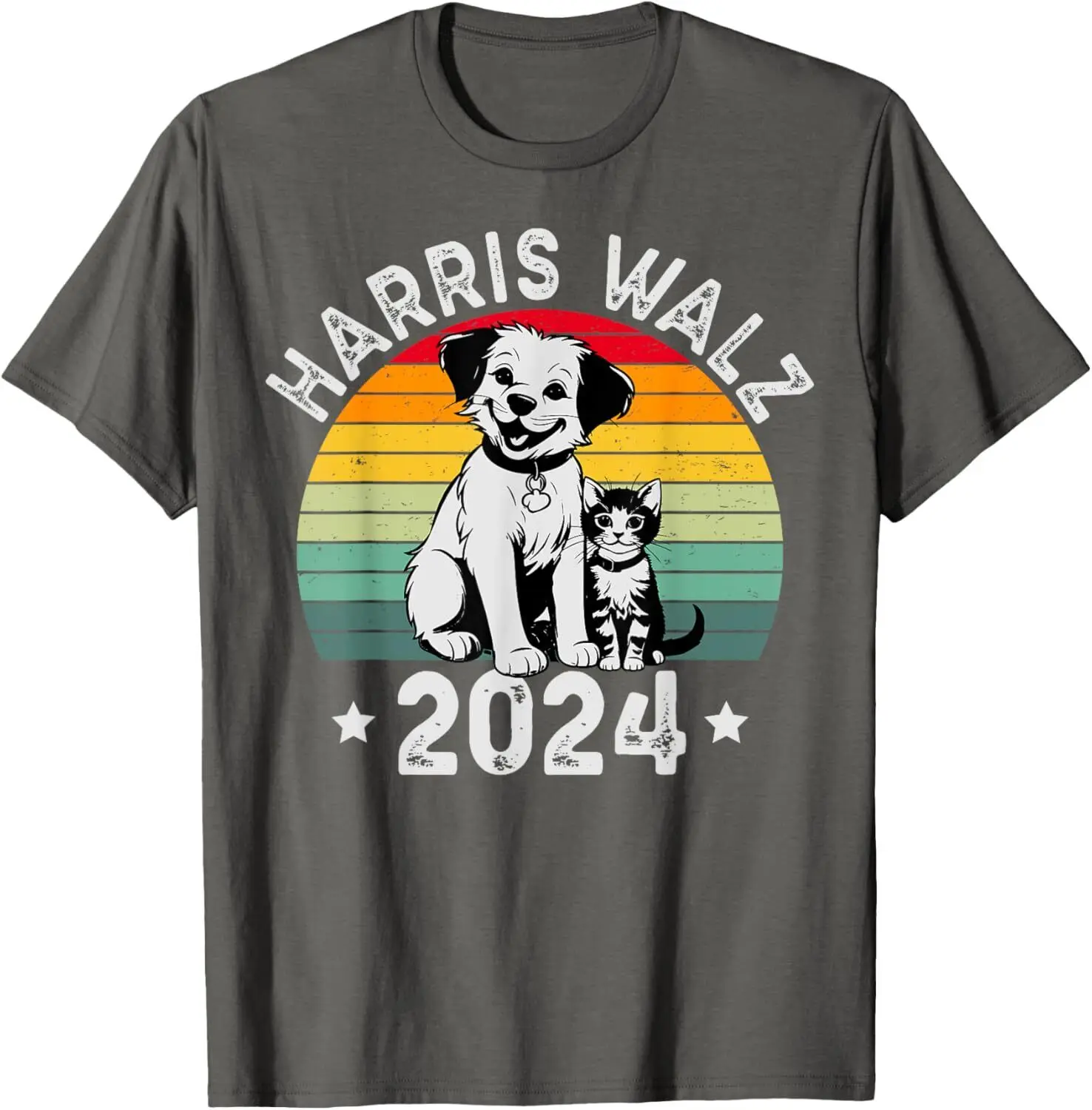 

Dog & Cat Vintage Kamala Harris Tim Walz 2024 Election T-Shirt S-5XL