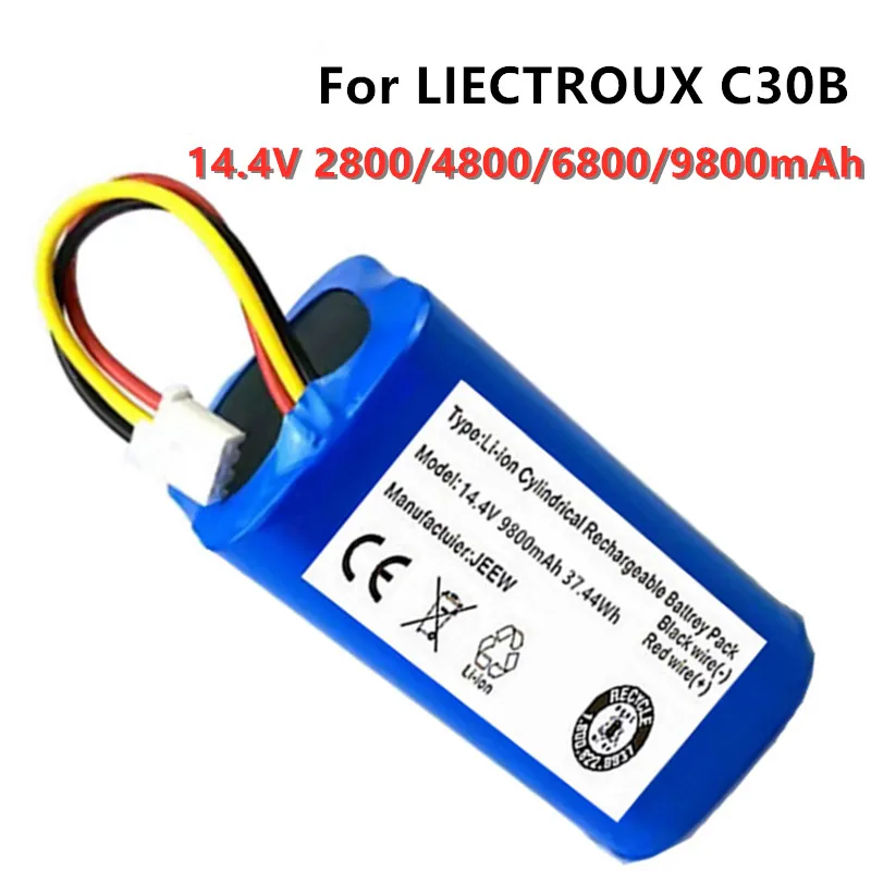 (For C30B) 14.4v 9800mAh 100% New Original Battery for LIECTROUX C30B Robot Vacuum Cleaner 6800mAh Lithium Cell 1 Part/package