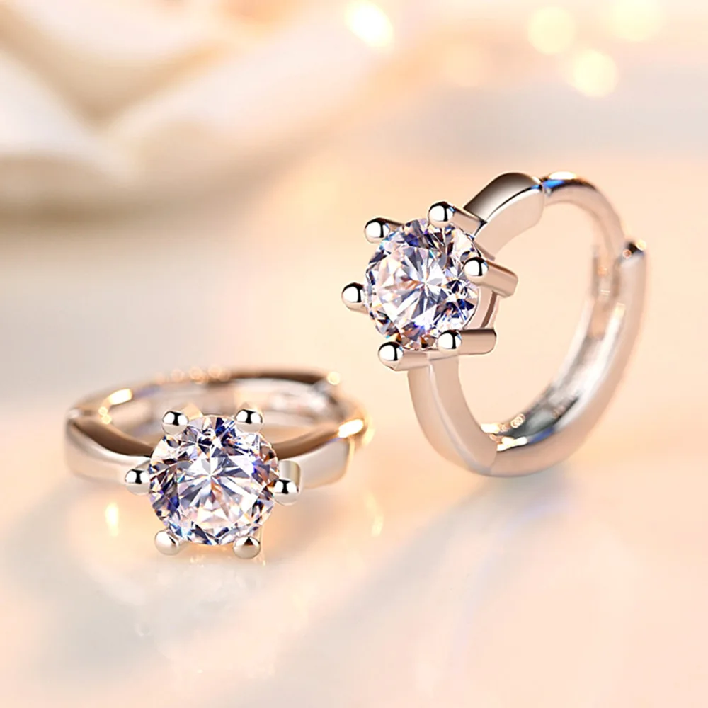 

Elegant 925 Sterling Silver Exquisite Hexagonal Zircon Earrings Fashion Wedding Party Luxury Accessories Jewelry
