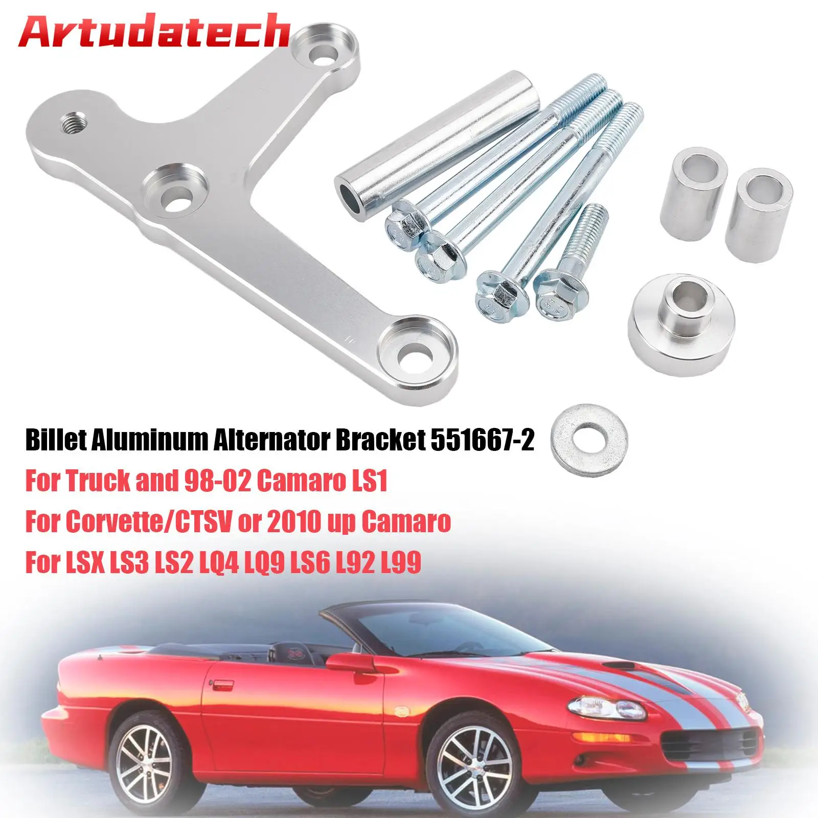 

Artudatech Billet Aluminum Alternator Bracket 551667-2 For 1998-2002 Camaro LS1 LSX LS3 Car Accessories
