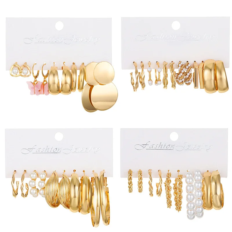 Fashion Temperament Alloy Geometry Set Combination Earring