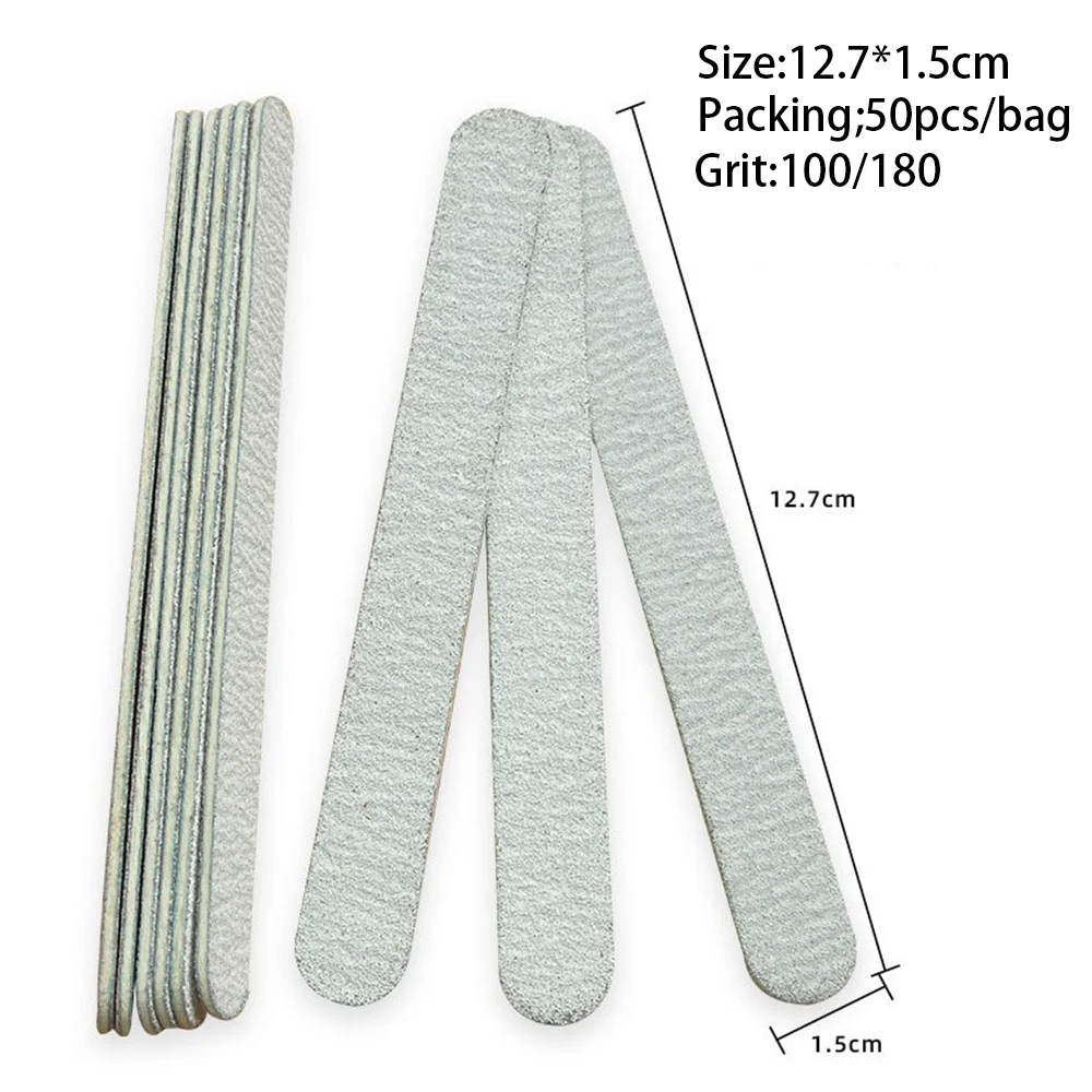 100PCS Disposable Wooden Nail File Double Side 100/180Grit Professional Nail Art Sanding Buffer Tool