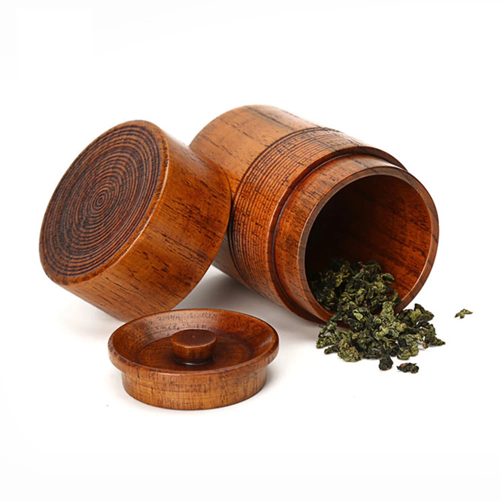 

Wooden Sealing Container For Tea Storage Vintage Style Classical Chinese Design Premium Wood Tea Canister Mini Container