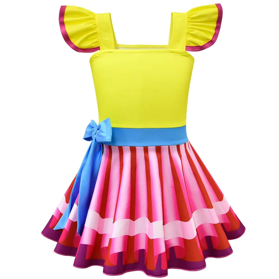 Kids Anime Cartoon Fancy Nancy Pleat Ruffle Dress Mask Necklace Set Outfit for Girls Christmas Halloween Cosplay Costume