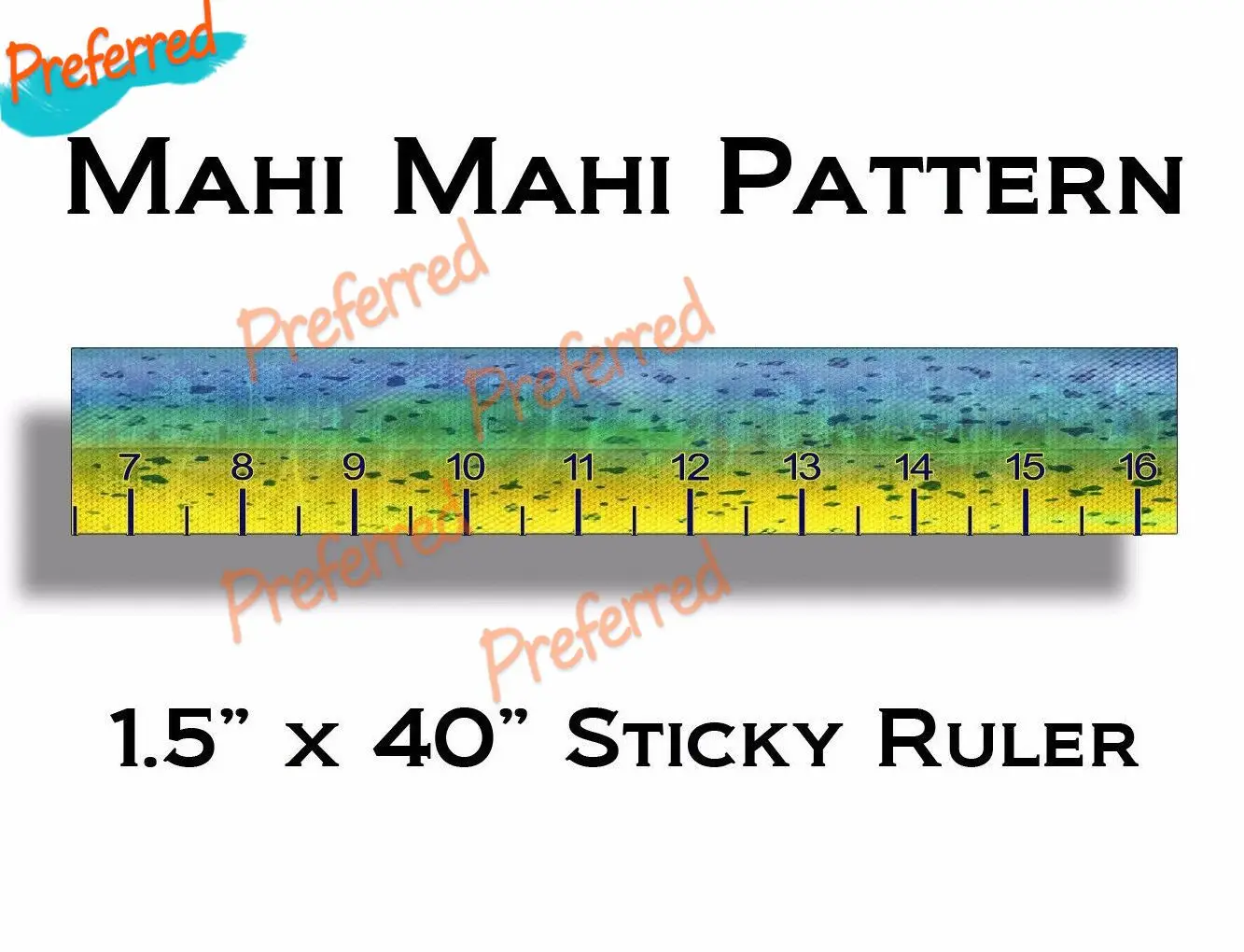 40 Inch Mahi Mahi Tape Measure Sticker Sticker Flower Fish Boat Self-adhesive Laptop Helmet Trunk Wall Vinyl Car Sticker Die-Cut